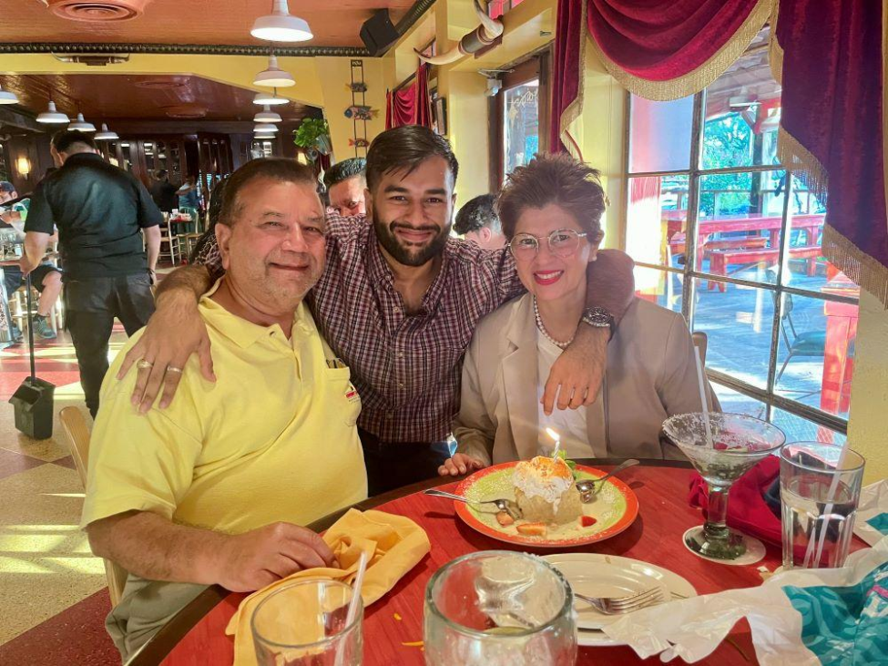 Sophia Agnihotri, her husband Raj, and their son Rohan enjoy traveling. Sophia was treated for Parkinson's disease at UTHealth Houston, where she entered a clinical trial. (Photo courtesy of Sophia Agnihotri)